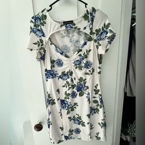 Streetwear Society White Dress with Blue and Green Floral